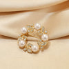 Women's Alloy Pearl Simple Style Diamondembedded Round Flower Brooch With Electroplating