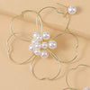 Women's Alloy Pearl Woven Big Flower Handwrapped Electroplated Earrings Jewelry