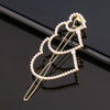 Women's Alloy Pearlset Geometric Frog Buckle Hair Clip Crown Bangs Side Clip Straight Barrette