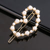Women's Alloy Pearlset Geometric Frog Buckle Hair Clip Crown Bangs Side Clip Straight Barrette