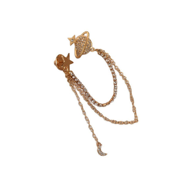 Women's Alloy Planetshaped Star Chain Brooch With Electroplating And Minimalist Style