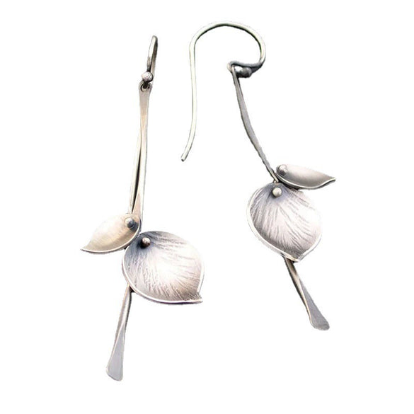 Women's Alloy Plant Leaf And Flower Earrings With Electroplating Treatment