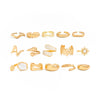 Women's Alloy Plated Imitation Pearl Sunflower Ring Set With Smooth Teardrop Stacked Rings And Geometric Floral Designs