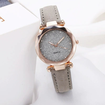 Women's Alloy Pu Belt Round Dial Starry Sky Leisure Fashion Casual Watch