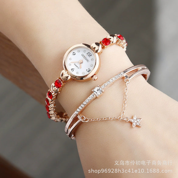 Women's Alloy Pu Bracelet Watch With Spiral Crown Pin Buckle And Round Dial