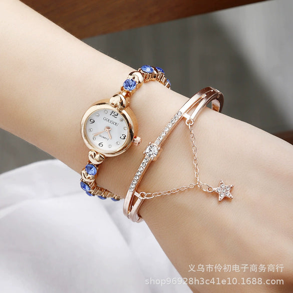 Women's Alloy Pu Bracelet Watch With Spiral Crown Pin Buckle And Round Dial