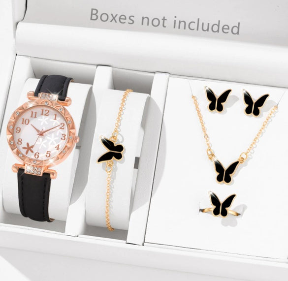 Women's Alloy Pu Strap Quartz Watch With Starfish Pattern And Round Dial