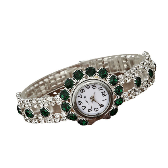 Women's Alloy Quartz Bracelet Watch With Round Dial And Diamondencrusted Fashion Design