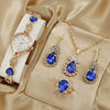 Women's Alloy Quartz Bracelet Watch With Round Dial And Luxury 3Piece Jewelry Watch Combination Suit
