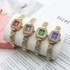 Women's Alloy Quartz Square And Round Bracelet Watch With Diamondencrusted And Fashionable Style