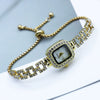 Women's Alloy Quartz Square And Round Bracelet Watch With Diamondencrusted And Fashionable Style