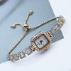 Women's Alloy Quartz Square And Round Bracelet Watch With Diamondencrusted And Fashionable Style