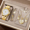 Women's Alloy Quartz Watch And Jewelry Set With Heartshaped And Round Design Casual Style