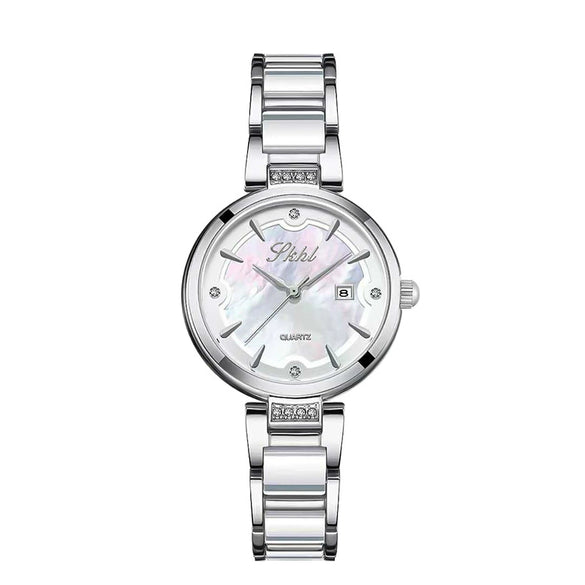 Women's Alloy Quartz Watch With Mineral Strengthened Glass Mirror Round Dial