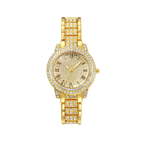 Women's Alloy Quartz Watch With Round Dial And Stainless Steel Clasp Casual Style