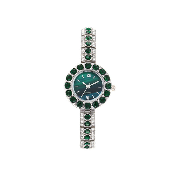 Women's Alloy Quartz Watch With Round Dial Retro Diamondencrusted Light Luxury Style