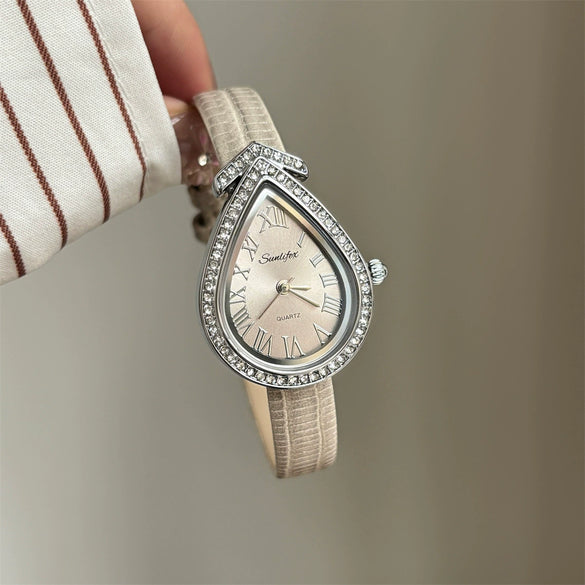 Women's Alloy Quartz Watch With Snakehead Design Light Luxury Style