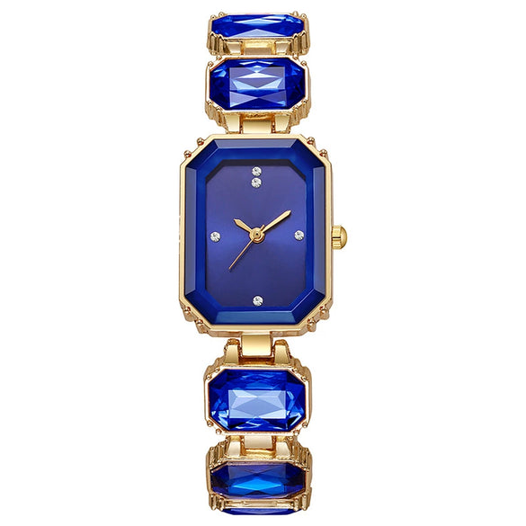 Women's Alloy Rectangle Dial Leisure Watch With Rose Gold Buckle And Full Of Diamonds