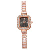 Women's Alloy Rectangular Fashionable Diamondencrusted Zircon Pullout Bracelet Watch