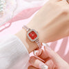 Women's Alloy Rectangular Fashionable Diamondencrusted Zircon Pullout Bracelet Watch