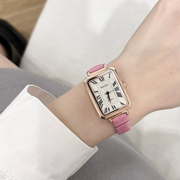 Women's Alloy Rectangular Leisure Watch With Roman Numerals