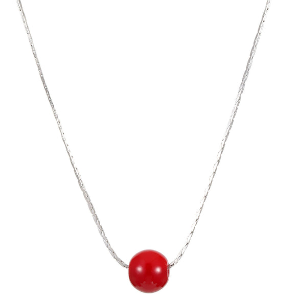 Women's Alloy Red Beaded Pendant Necklace And Bow Tie Earrings Set With Dripping Oil Process