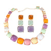 Women's Alloy Resin Jewelry Set With Square Shape And Geometric Style Snake Bone Chain Diamond Design