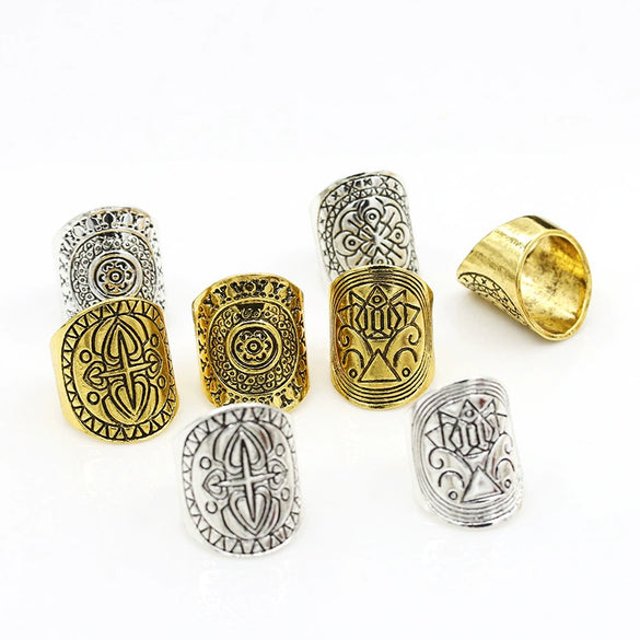 Women's Alloy Retro Carved Geometric Totem Finger Ring With Electroplating