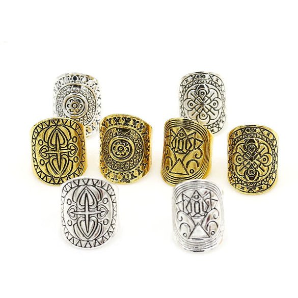 Women's Alloy Retro Carved Geometric Totem Finger Ring With Electroplating