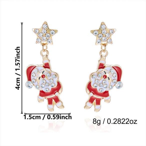 Women's Alloy Rhinestone Asymmetric Drop Earrings With Electroplated Goblet Design And Stainless Steel Posts For Christmas Style