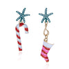 Women's Alloy Rhinestone Asymmetric Drop Earrings With Electroplated Goblet Design And Stainless Steel Posts For Christmas Style