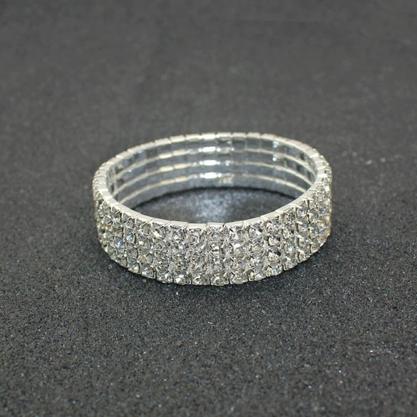 Women’s Alloy Rhinestone Bracelet Set Geometric Drop Shaped Multi Layer Elastic Single Row Diamond Look Bracelets