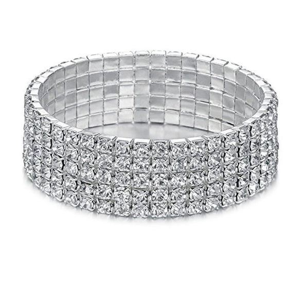 Women’s Alloy Rhinestone Bracelet Set Geometric Drop Shaped Multi Layer Elastic Single Row Diamond Look Bracelets