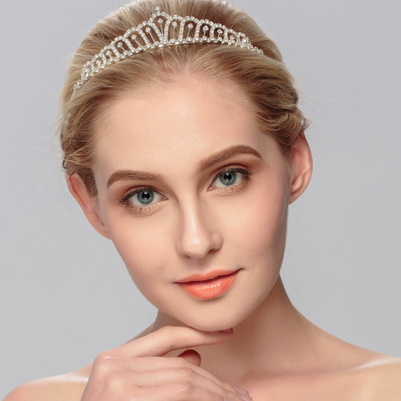 Women’s Alloy Rhinestone Crown Headband Handmade Princess Style Wedding Party Headwear