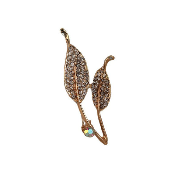 Women's Alloy Rhinestone Flower Leaf Brooch Electroplated Minimalist Clothing Accessory