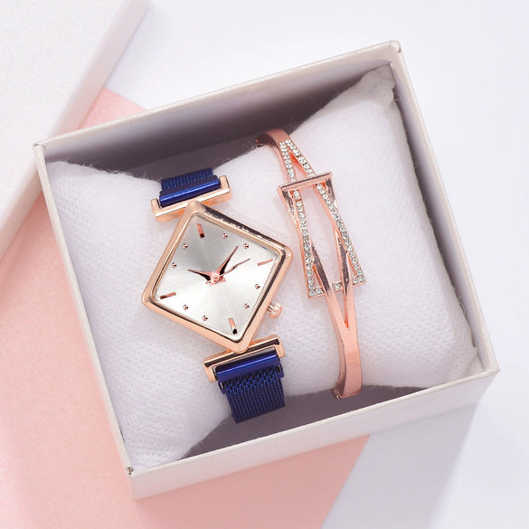 Women's Alloy Rhombus Quartz Watch Simple Personality Fashion With Printed Logo