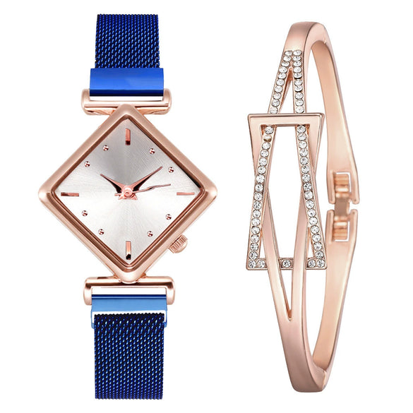 Women's Alloy Rhombus Quartz Watch Simple Personality Fashion With Printed Logo