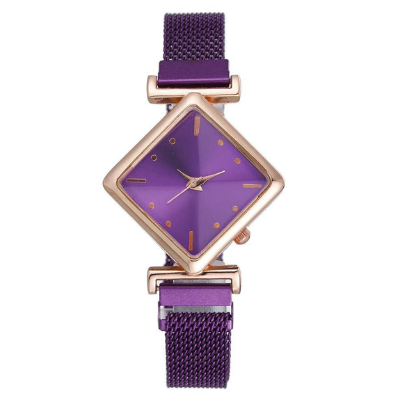 Women's Alloy Rhombus Quartz Watch Simple Personality Fashion With Printed Logo