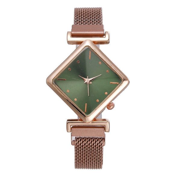 Women's Alloy Rhombus Quartz Watch Simple Personality Fashion With Printed Logo