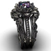 Women's Alloy Ring Threepiece Set With Flower Pattern And Rose Inlaid Zircon Electroplated Jewelry