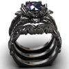 Women's Alloy Ring Threepiece Set With Flower Pattern And Rose Inlaid Zircon Electroplated Jewelry