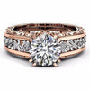 Women's Alloy Ring With Flower Pattern And 14K Rose Gold Electroplated