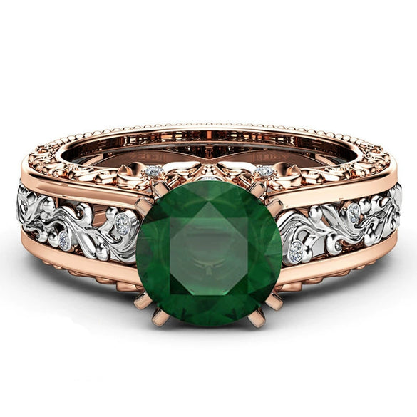 Women's Alloy Ring With Flower Pattern And 14K Rose Gold Electroplated