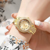 Women's Alloy Roman Pattern Round Dial Quartz Watch Set