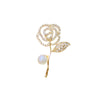Women's Alloy Rose Brooch With Pearl And Diamondencrusted Electroplated Luxury Coat Corsage And Sweater Pin Accessories