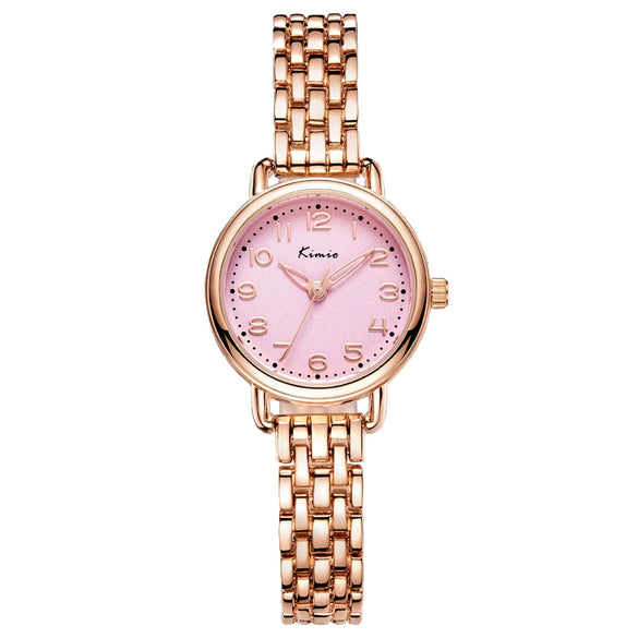 Women's Alloy Rose Gold Buckle Round Dial Fashionable Watch