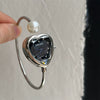 Women's Alloy Round Dial Pearl Watch With Peach Heart Design
