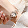 Women's Alloy Round Dial Quartz Bracelet Watch With Rhinestones And Casual Style
