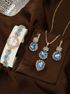 Women's Alloy Round Dial Quartz Watch And Leaf Bracelet Set