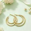 Women's Alloy Round Geometric Earrings With Multi Layer Design Electroplated Finish And Simple Elegant Personality Style
